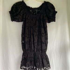 Quotations black uniqueness designed sheer puffed sleeve blouse  SZ  9 Tall